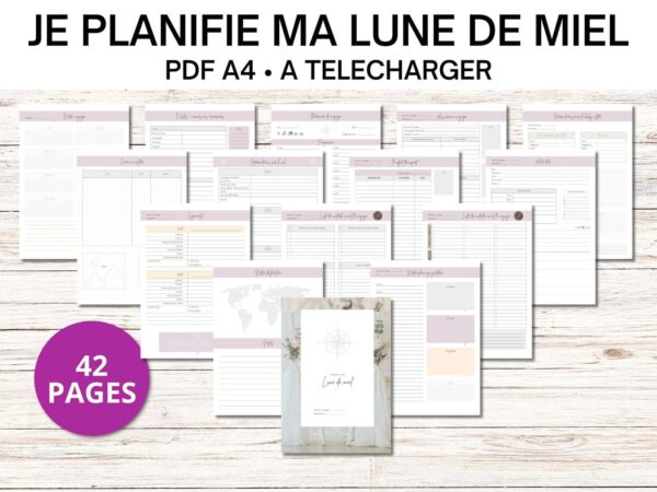 42 pages pour organiser vols, hôtels, itinéraires, souvenirs et activités pour sa lune de miel