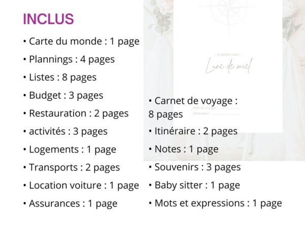Planning de Lune de Miel à Télécharger – Organisez votre Voyage de Noces de Rêve – Image 2