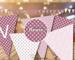 fanions fleurs banderole mariage